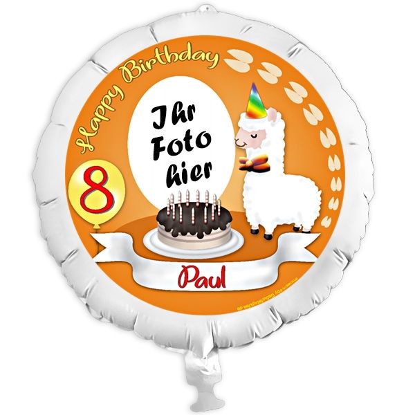Geschenkballon mit Foto für Alpacaparty u. Kindergeburtstag +Name