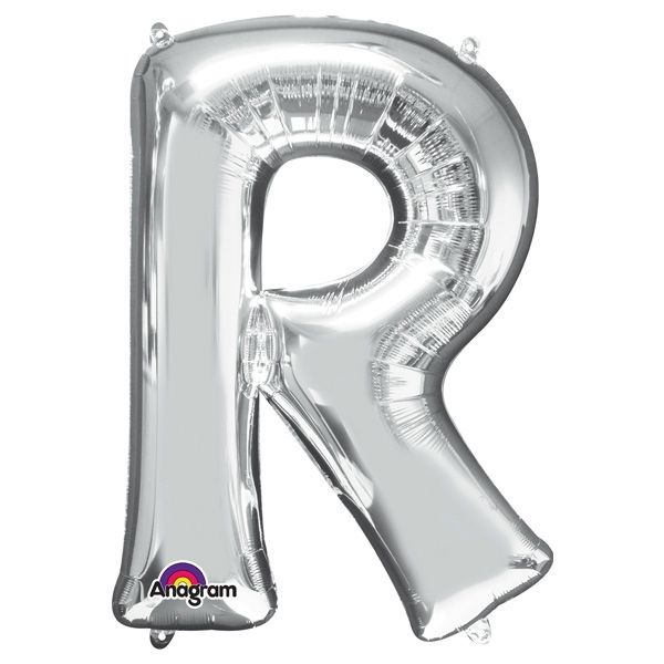 Folienballon Buchstabe "R" - in Silber zum Personalisieren, 58 × 81 cm