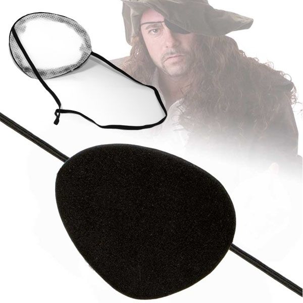 Piraten-Augenklappe +Gummi 8,5 cm für Kinder-Piratenkostüm, 1 Stück