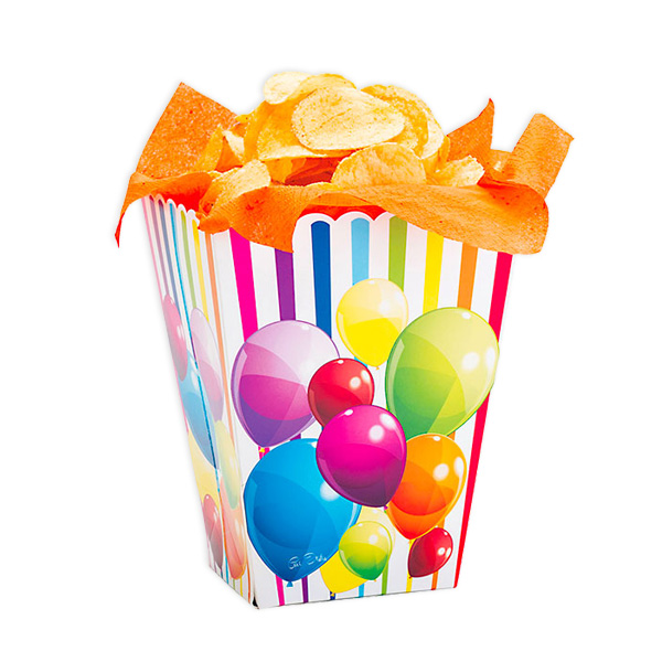 Snack-Box, "Ballon", 2 Stück, 19 cm, Popcornbox/Süßigkeiten Box, Pappe