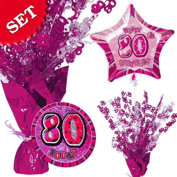Dekoset zum 80. Geburtstag in pink