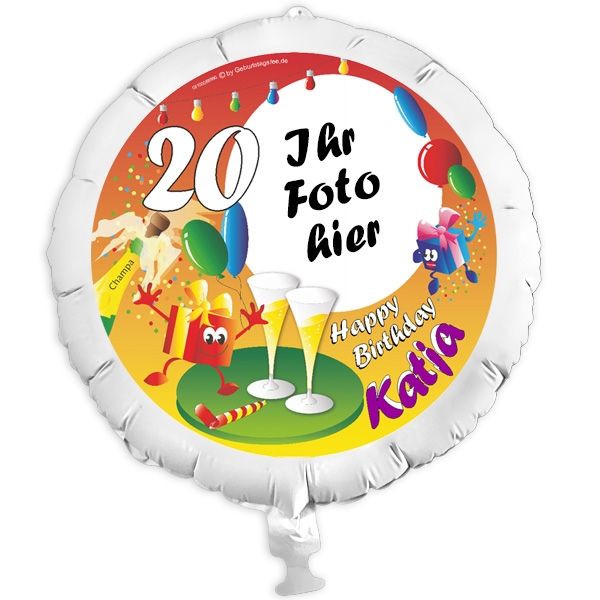 Geschenkballon mit Foto für Party u. Kindergeburtstag +Name