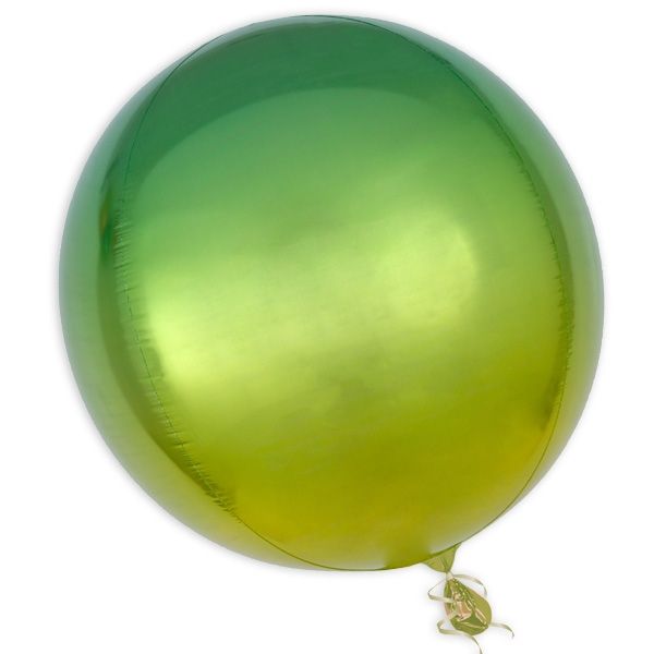 "Orbz" Folienballon in Gelb-Grün, kugelrund, Ø 38cm
