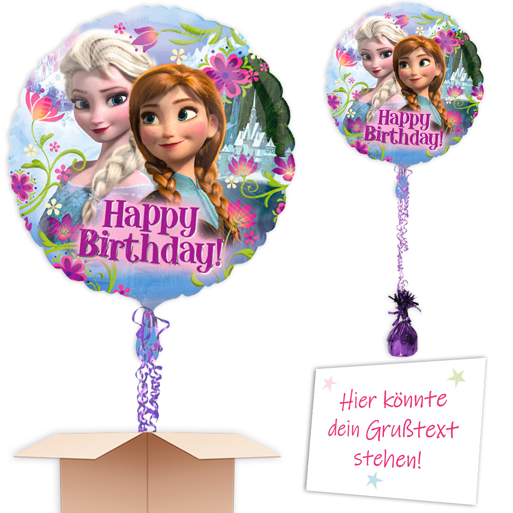 Geburtstagsballon mit Anna & Elsa-Motiv als Ballongruß verschicken