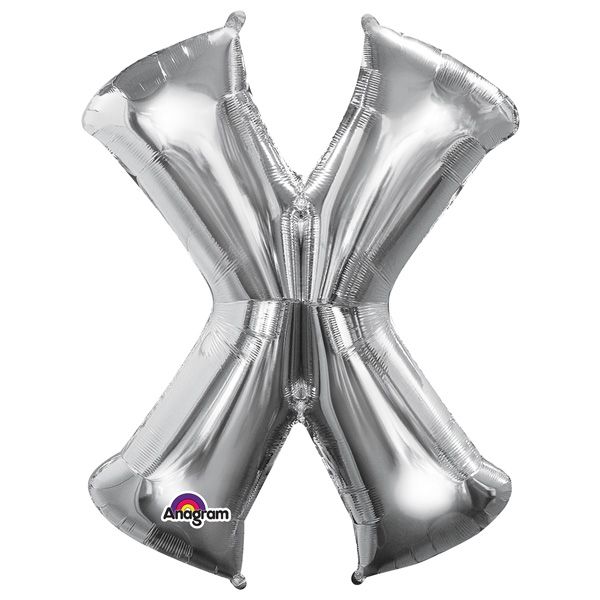 Folienballon Buchstabe "X" - Silber, glänzende Buchstabendeko, 88 cm