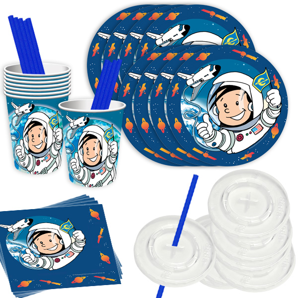 Astronaut Flo Basic-Set Tischdekoset, 56-tlg. für 8 Kinder
