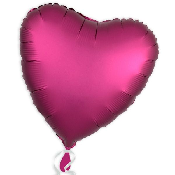 Pinkfarbener Herzballon aus Folie, 34cm, als Deko oder Geschenk, 1 Stk.