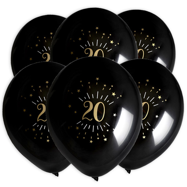 Tisch- und Raumdekoset zum 20. Geburtstag in schwarz-gold, 36-teilig