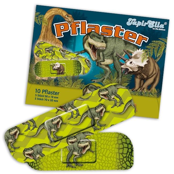 "T-Rex"- Dino-Kinderpflaster in handlichem Briefchen, 10 Stk