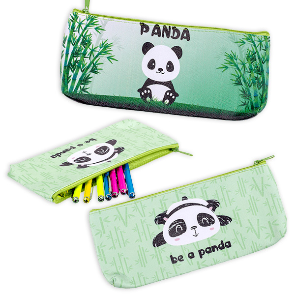 Panda Federmäppchen aus Kunststoff, 21cm x 9,5cm, Kleingeschenk Kindergeburtstag