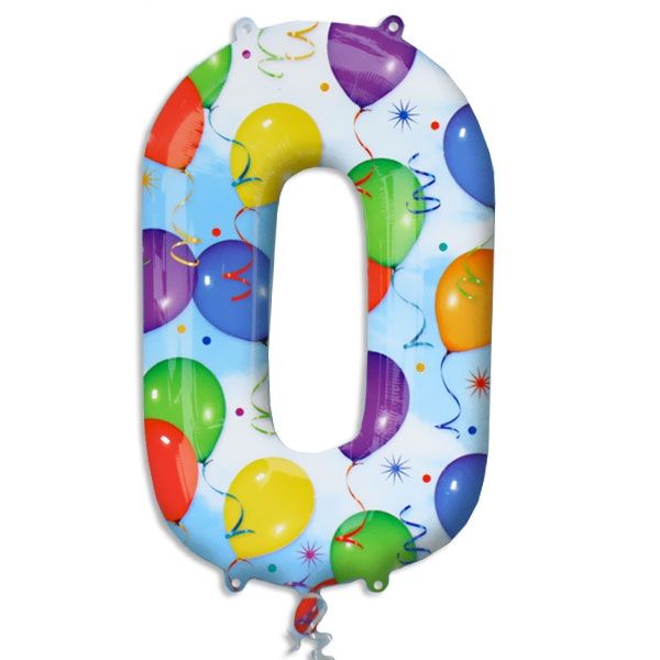 XXL Folienballon Zahl 0, Zahlenballon für runden Geburtstag, 1 Stück