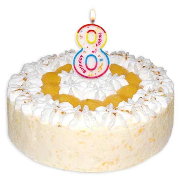 Zahlenkerze "8" mit Happy-Birthday-Aufdruck