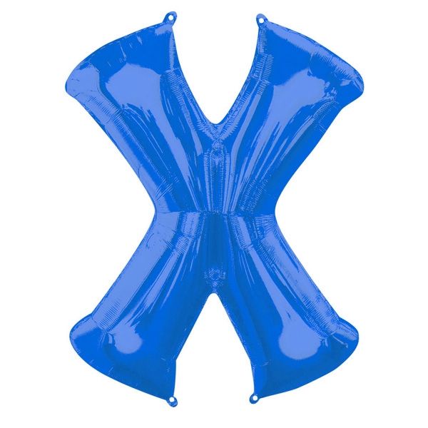 Folienballon Buchstabe "X" - Blau für Namen in der Deko, 88 × 68 cm