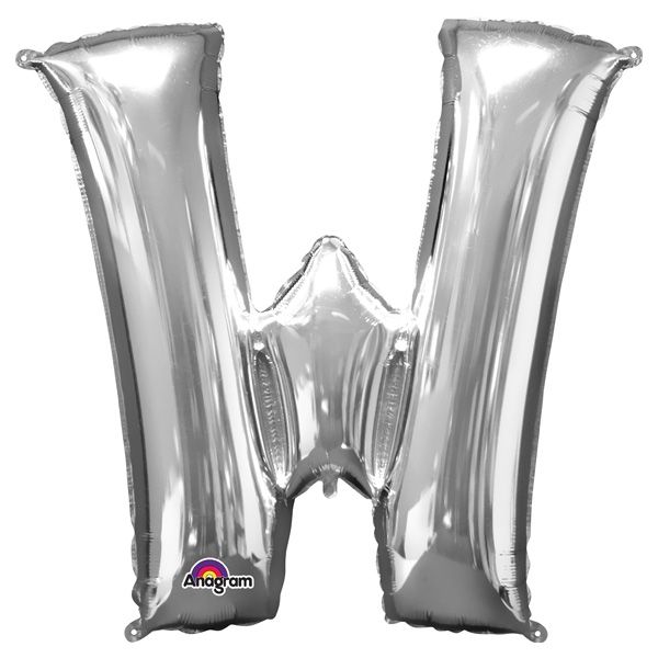 Folienballon Buchstabe "W" - Silber, 71 x 83 cm