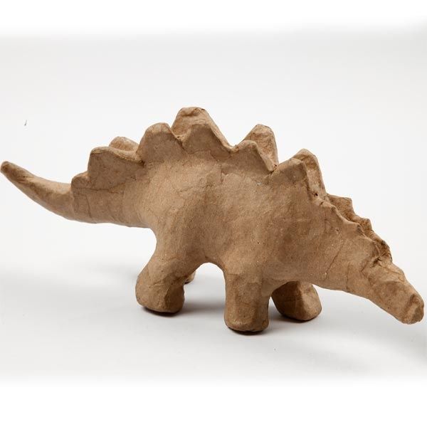 Stegosaurus Figur Pappmaschee 22cm, Dinofigur als Rohling, 22cm