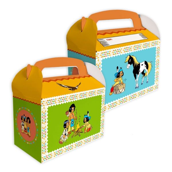 Yakari Mitgebselboxen, Indianer-Geschenkboxen aus Pappe, 6er Pack