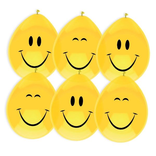 Ballons, gelb , 6 Stk,  "Smiley"