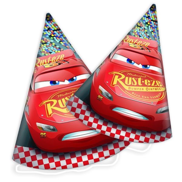 Cars 3 Partyhüte im 6er Pack mit Lightning McQueen, Pappe