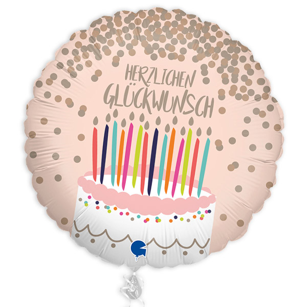 Folienballon Herzlichen Glückwunsch Torte, Ø 35cm