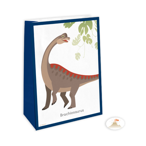 Dinosaurier Papiertüten mit Stickern im 4er Pack
