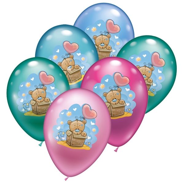 Liebevoller Baby Teddy, Ballons im 6er Pack