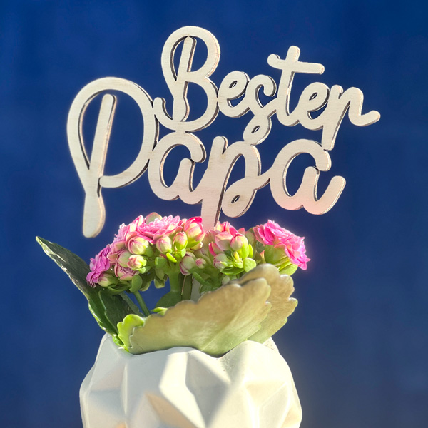 Bester Papa - Cake Topper aus Holz für Blumentopf Geschenk Dekoration