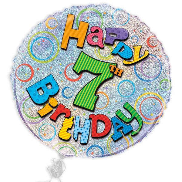 Folieballon 7. Geburtstag, prismatisch schimmernd, 45 cm
