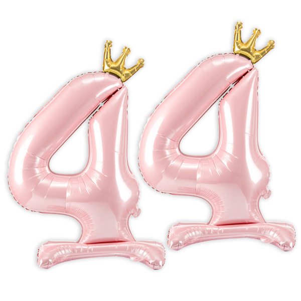 Stehende Ballons zum 44. Geburtstag mit Krönchen, rosa, 84cm hoch