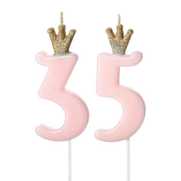 Zahlenkerzen-Set zum 35. Geburtstag in rosa