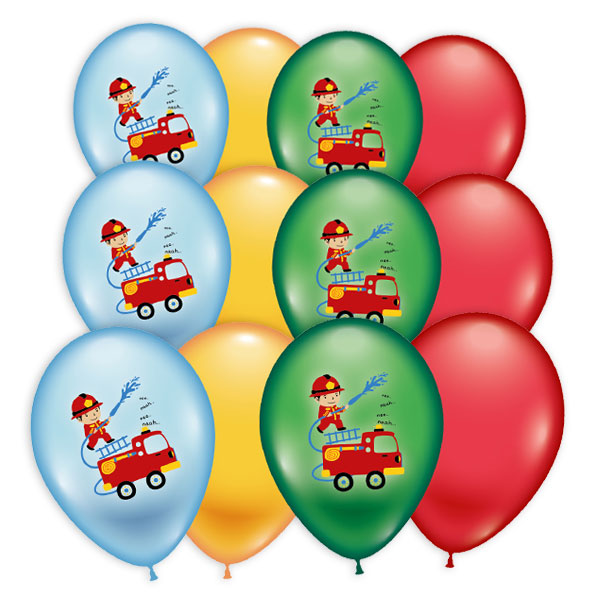 Feuerwehr Latexballons im 30er Pack, 28-30cm