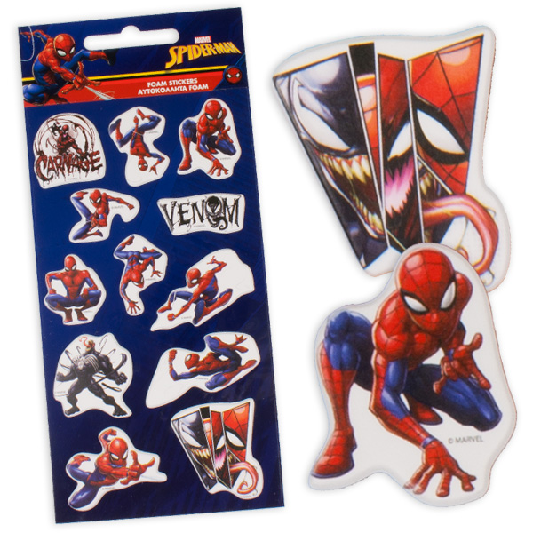 Spiderman Stickerbogen mit 12 Stickern, 17cm x 9,5cm