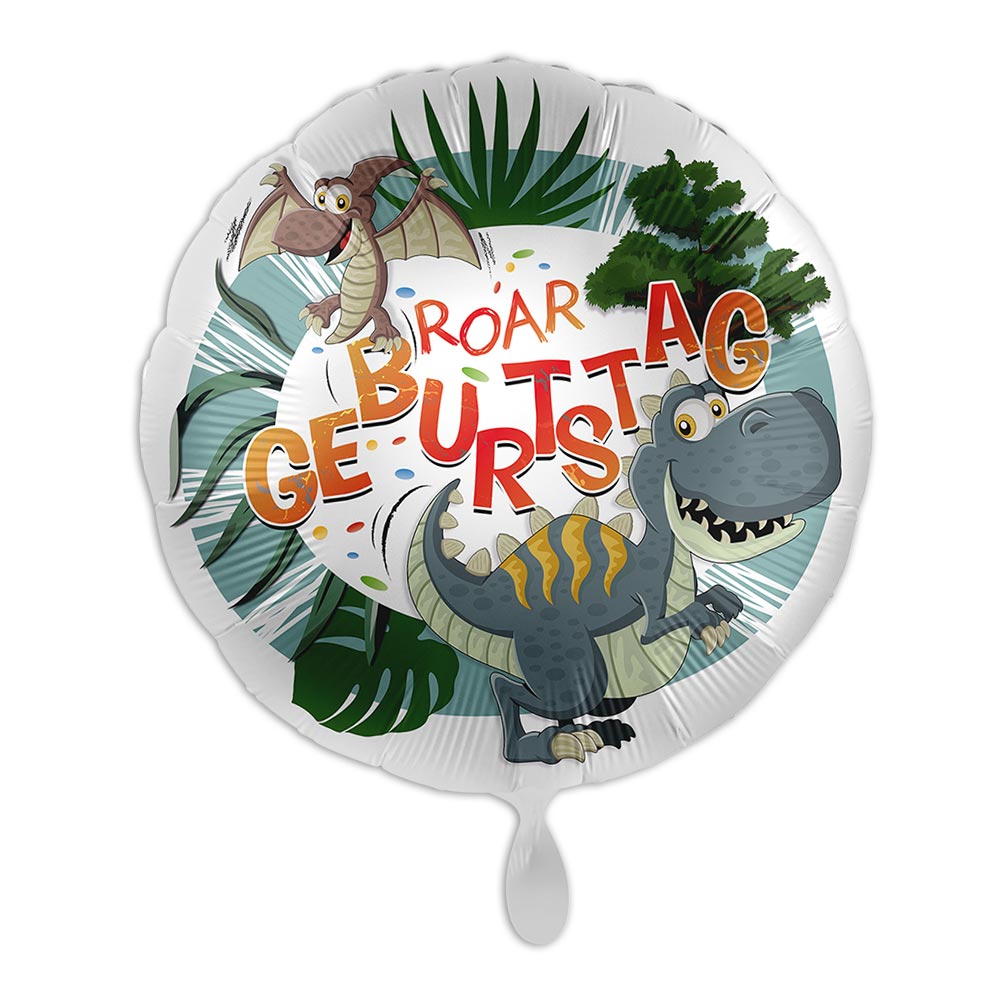 "Roar Geburtstag", Motiv Dino, Folienballon rund Ø 34 cm