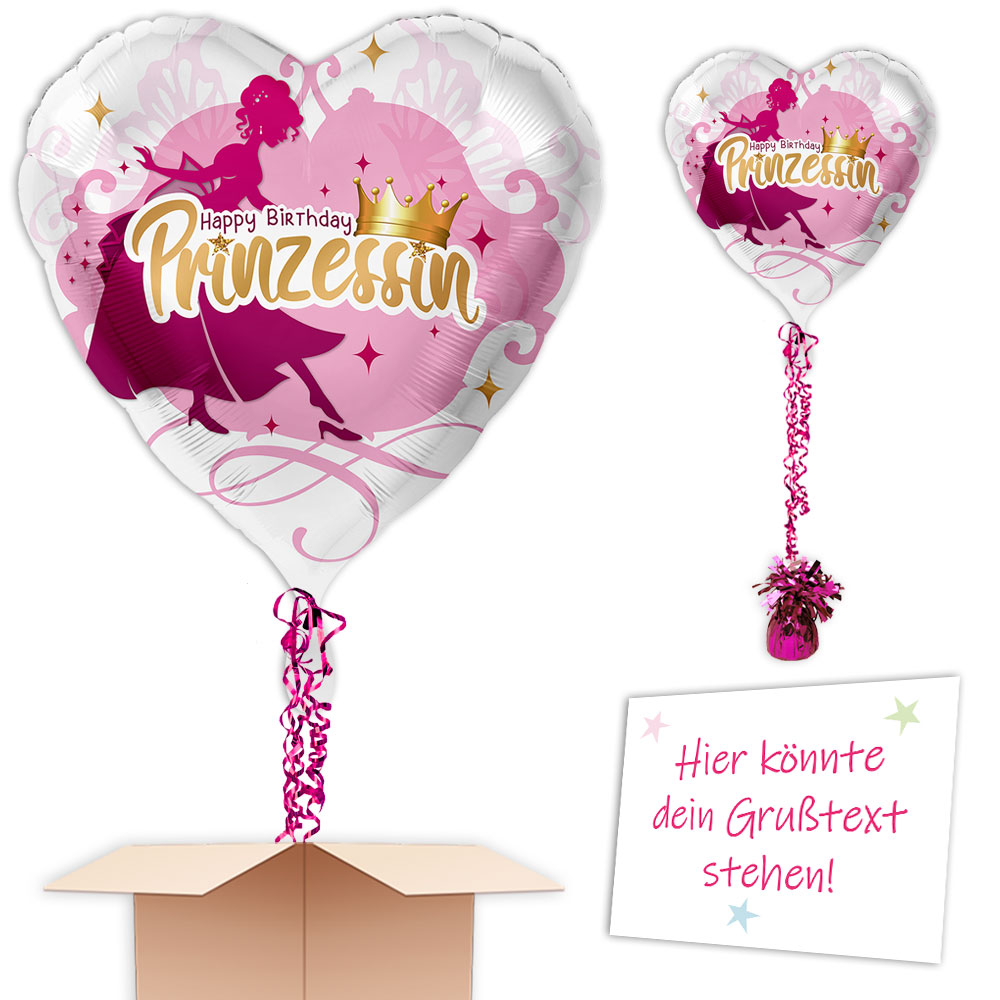 Happy Birthday Prinzessin Helium gefüllter Ballon zum Geburtstag