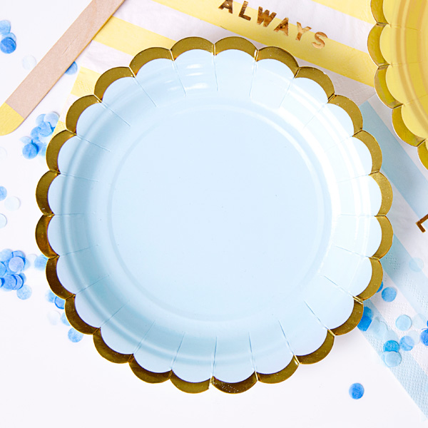 Taufe Blau-Gold Rosen Basic Tischdekoset, 32-tlg.