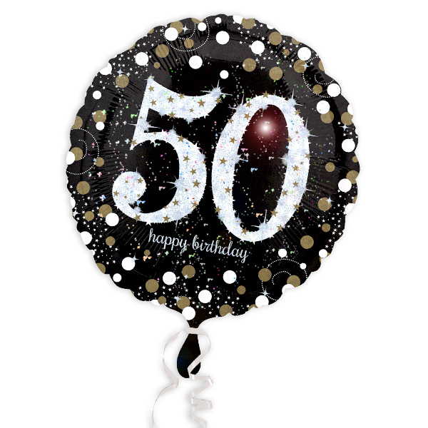 Ballonpost zum 50. Geburtstag inkl. Helium, Bänder, Gewicht