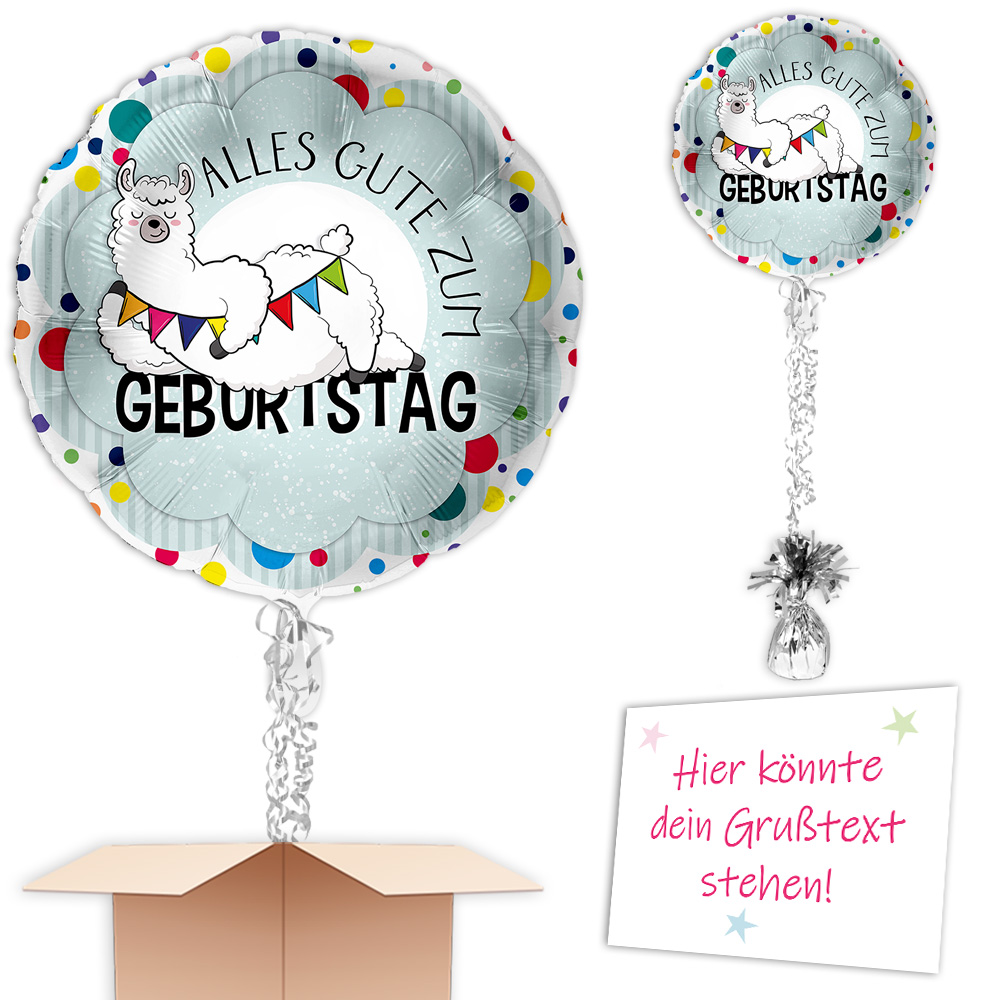 Lama Geburtstagsgruß veschicken, auch mit Karte u. Geschenk mit Termin