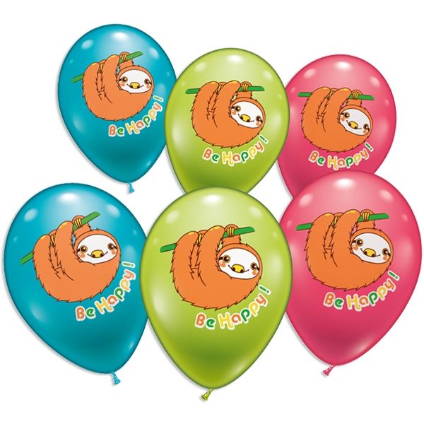 Freundliches Faultier, Ballons im 6er Pack