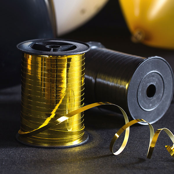 Geschenkband in gold glänzend, Kunststoff, 225m x 5mm