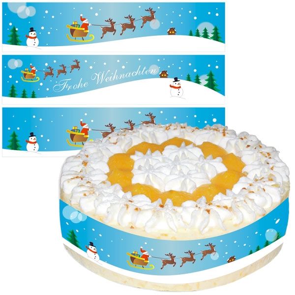 Weihnachten Tortenband mit Option Hochglanzversiegelung, Zuckerguss
