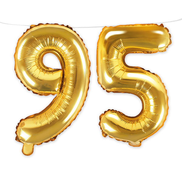 95. Geburtstag, Zahlenballon Set 9 & 5 in gold, 35cm hoch