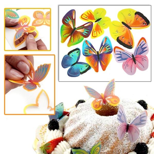 Essbare Schmetterlinge aus Esspapier, 12 Stück, zauberhafte Tortendeko