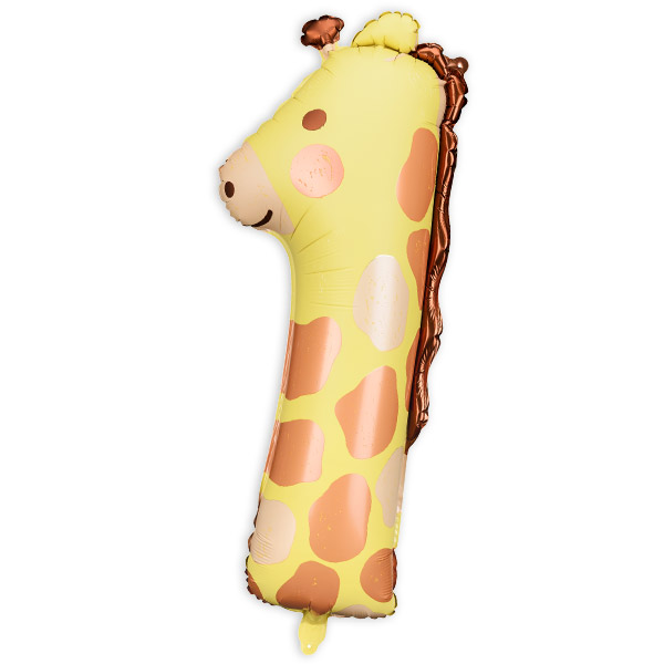 Folienballon zum 1. Geburtstag, Giraffe, 31cm x 82cm, heliumgeeignet