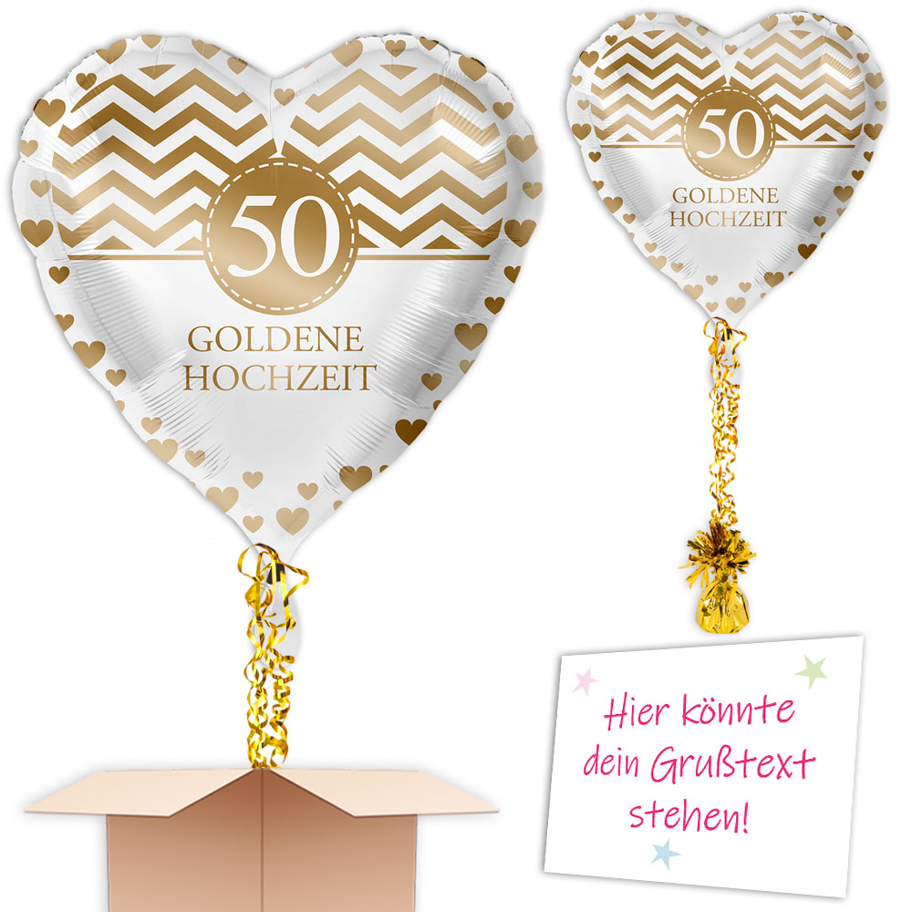 Termin u. Wunschadresse, Ballongeschenk zur goldenen Hochzeit mit Helium