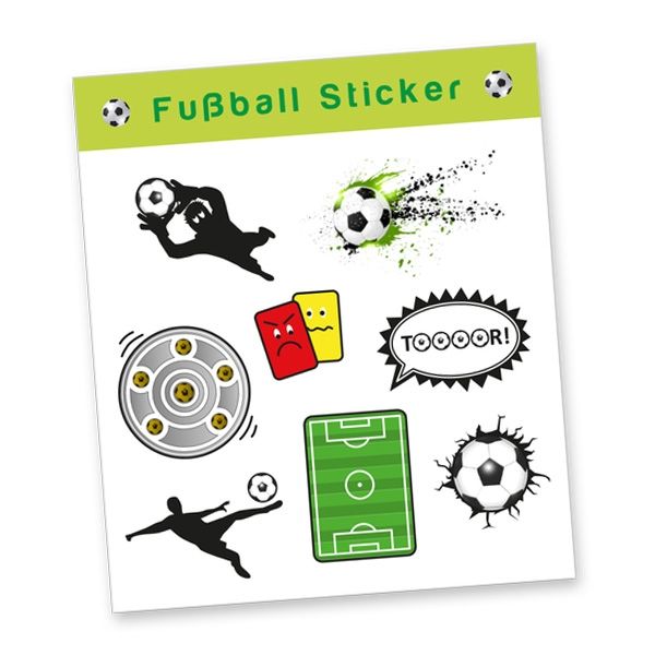Stickerbogen "Fußball" mit 8 Stickern, Gastgeschenke zum Kindergeburtstag