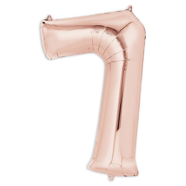 Folienballon  Zahl "7" - Rosé Gold, 86 × 55 cm in gefülltem Zustand, 1 Stück