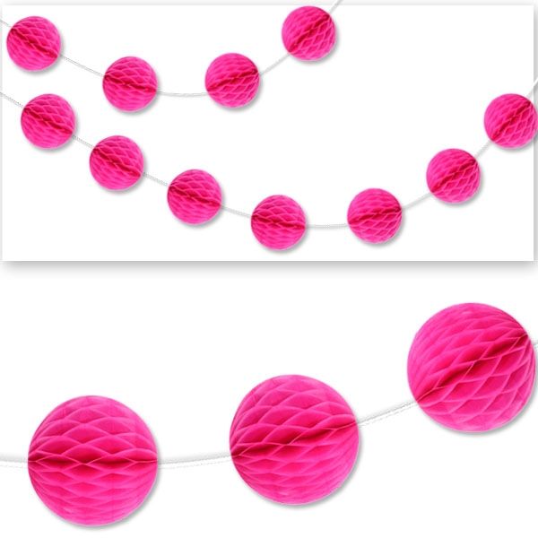 Wabenball Girlande in Pink, bildschöne Wabendeko für Mädchen, 2,13m