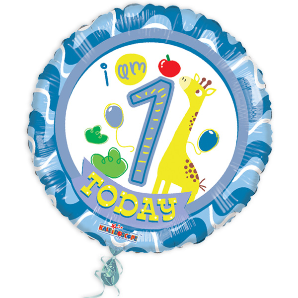 Folienballon "I am 1 today" mit niedlicher Giraffe