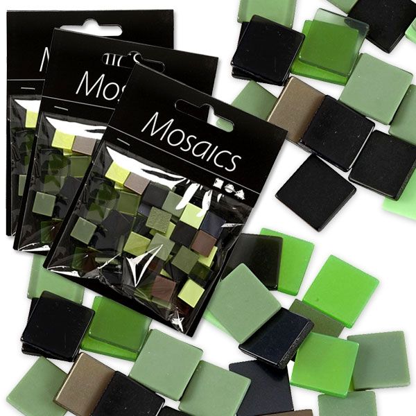Großpackung Mosaiksteine, 3 Päckchen, Grüntöne Harmony, 75g, Resin, 10mm x 10mm