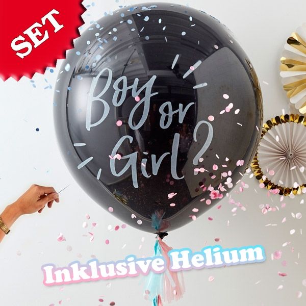Ballongas-Set "Boy or Girl?" 30er Heliumgas + XXL Ballon