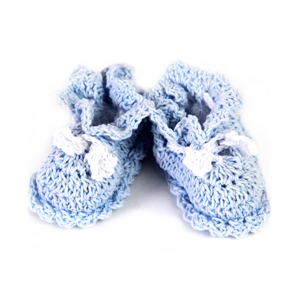 Babyschühchen in Blau aus Baumwolle, 1 Paar, 6cm x 3cm x 2,5cm
